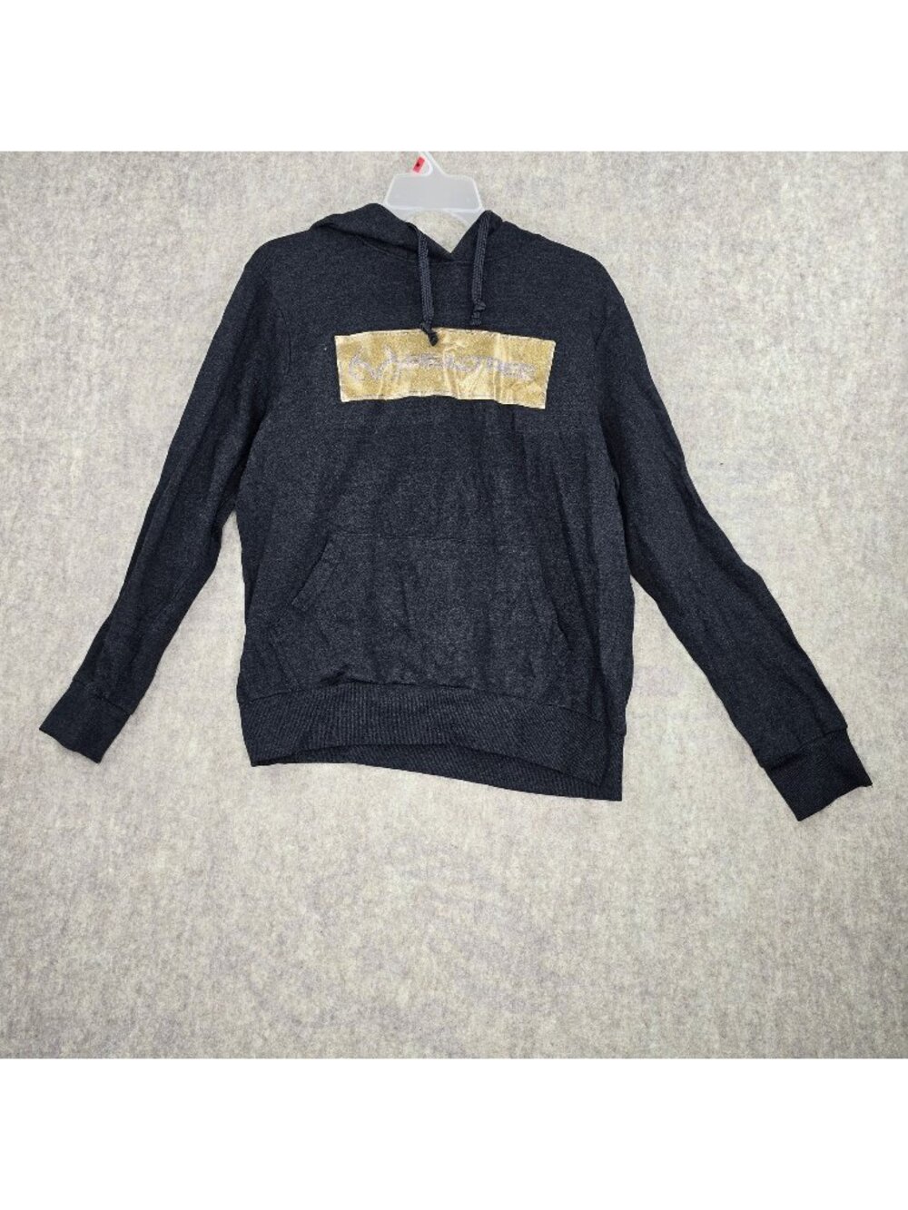 Realtree Ladies Fleece Hoodie Charcoal Heather Gold Graphic Medium Cotton Blend